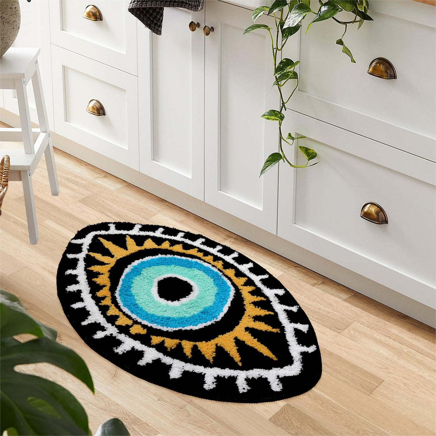 Olivenorma Black Evil Eye Bathroom Non-slip Rug Washable Carpet