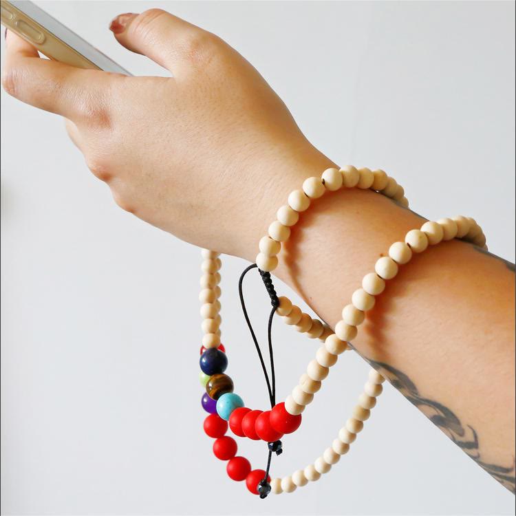 Olivenorma Natural Crystal String Handmade Wooden Beads Phone Strap