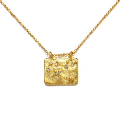 Olivenorma White Zircon Zodiac Copper Plated 18k Gold Necklace