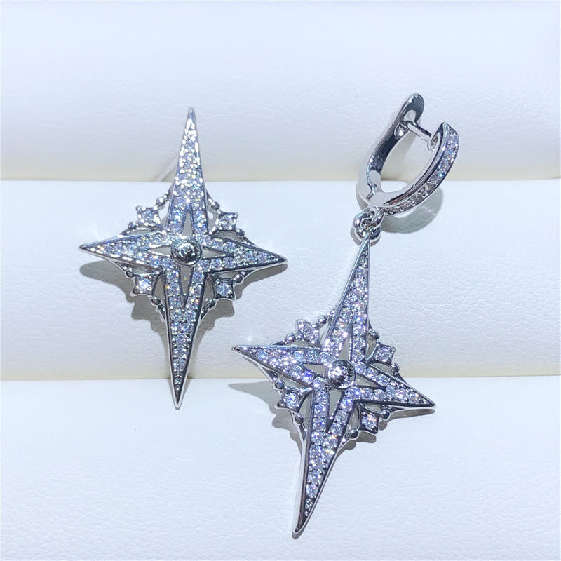 Olivenorma Vintage Six Pointed Star Pearl Necklace Earrings