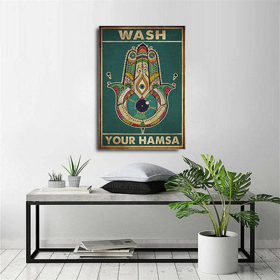 Olivenorma Chakra Yoga "WASH YOUR HAMSA" Evil Eye Poster