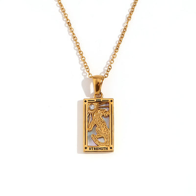 Olivenorma Stainless Steel 18k Gold Plated Tarot Card Necklace