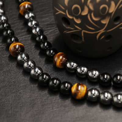 Olivenorma Healing Crystal Obsidian Tiger Eye Hematite Beads Necklace