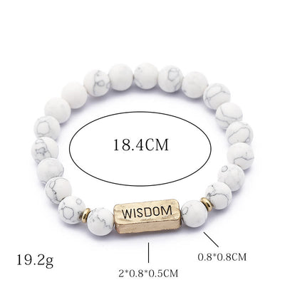 Olivenorma Natural Gemstone Wisdom Engraving Bracelet