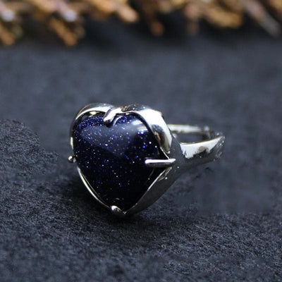 Olivenorma Natural Stone Crystal Heart Ring