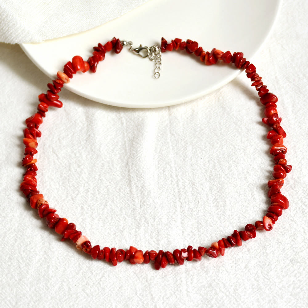 Olivenorma Irregular Shaped Polished Crystal Stone Necklace - Red Coral - image 15