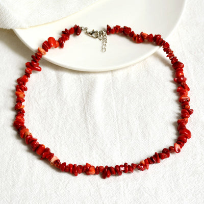 Olivenorma Irregular Shaped Polished Crystal Stone Necklace - Red Coral - image 15