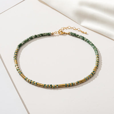 Olivenorma Emerald Moss Agate Stacking Beaded Necklace