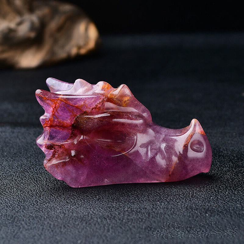 Olivenorma 3.2 Inch Dragon Head Skull Gemstone Decoration