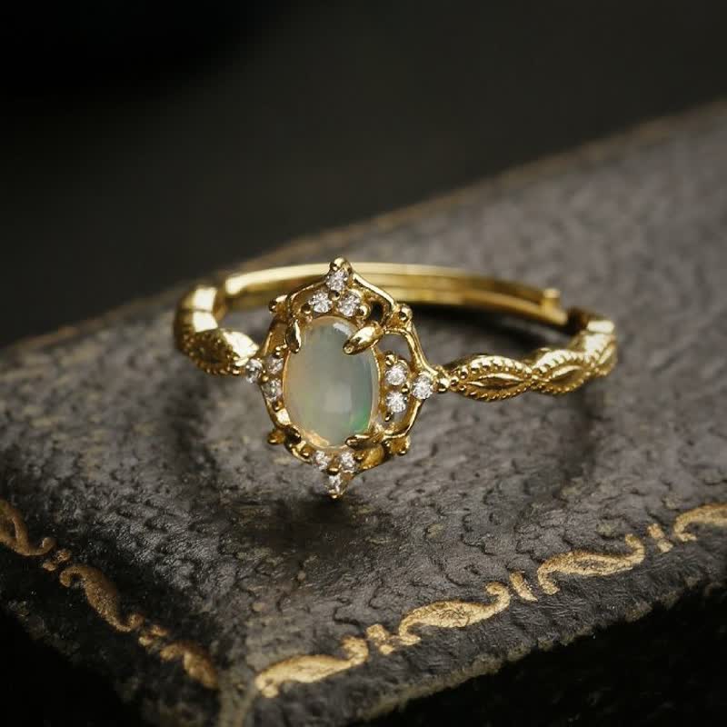 Olivenorma Light Luxury Opal Adjustable Ring