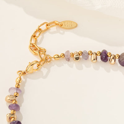 Olivenorma Gold Clavicle Chain Geometric Irregular Amethyst Necklace