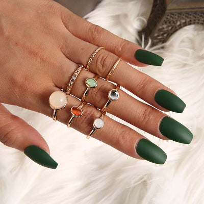 Olivenorma 8pcs Knuckle Stackable Midi Finger Ring Set