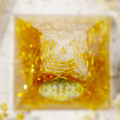 Olivenorma Citrine Wealth Metatron's Cube Orgone Pyramid