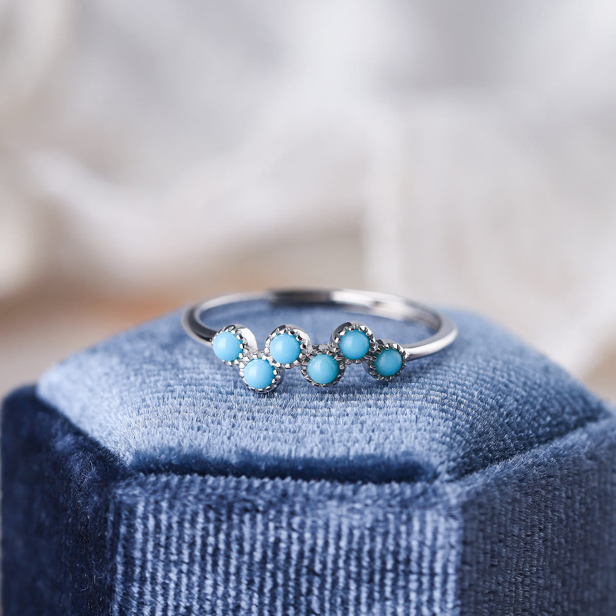 Olivenorma Turquoise Series Of Six Spliced Adjustable Rings