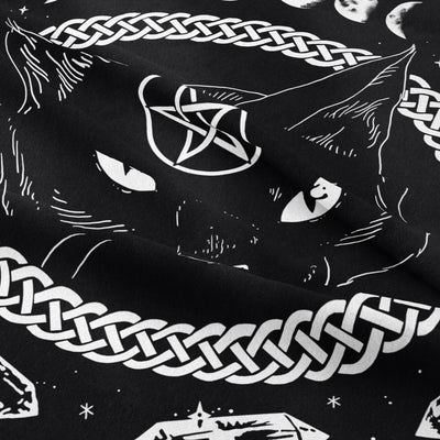 Olivenorma Black Cat Witch Moon Phase Pattern Tapestry