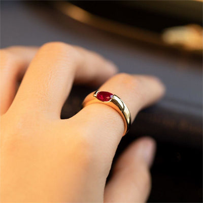 Olivenorma Garnet Gold Plated Minimalist Luxury Ring