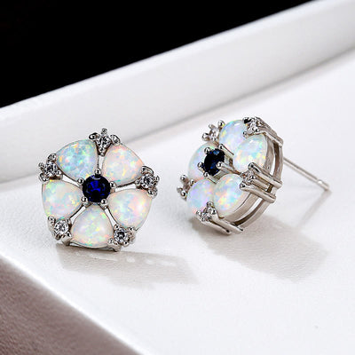 Olivenorma Opal Flower Shaped Earrings