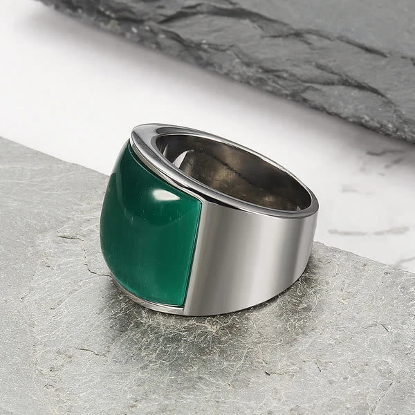 Olivenorma Natural Gemstone Titanium Steel Ring