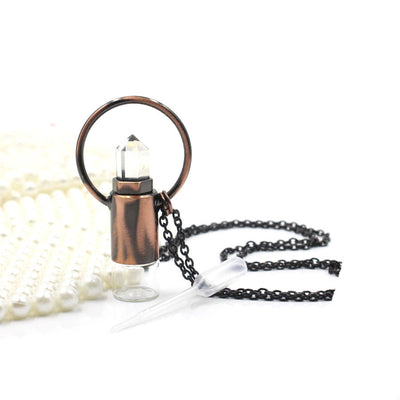 Olivenorma Natural Crystal Prismatic Bullet Perfume Bottle Pendant