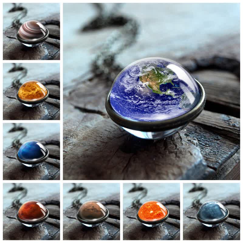 Olivenorma Double-sided Glass Ball Planets Sky Necklace