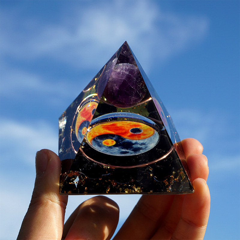 Olivenorma Amethyst Yin Yang Series Balance Orgone Pyramid