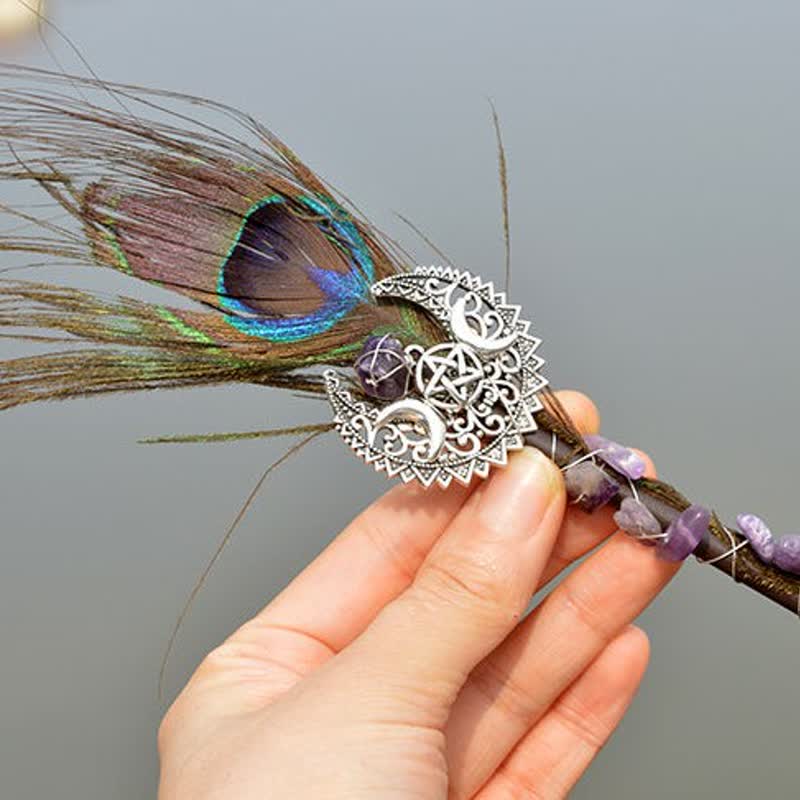 Olivenorma Natural Fairy Moon With Feather Crystal Wands