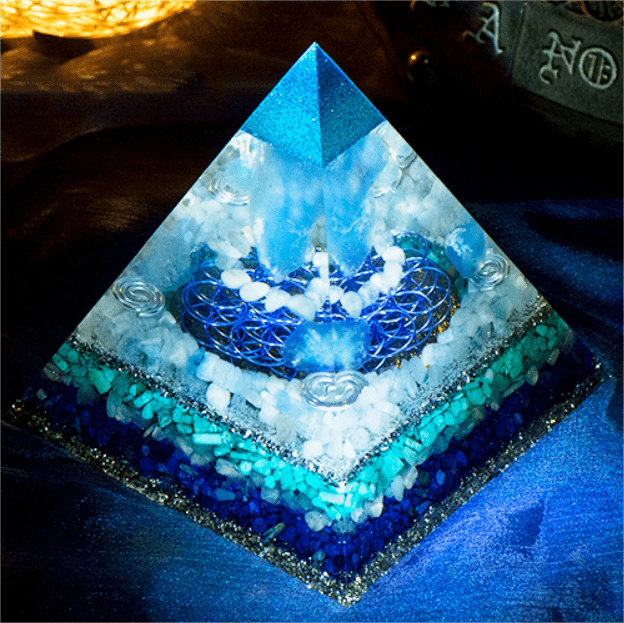 Olivenorma Clean Spirit-Aquamarine Crystal Tower Orgone Pyramid