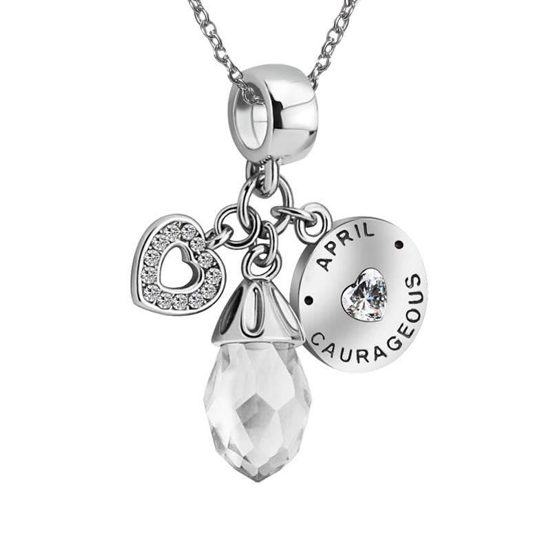 Olivenorma Diamond Heart Pendant Birthstone Necklace