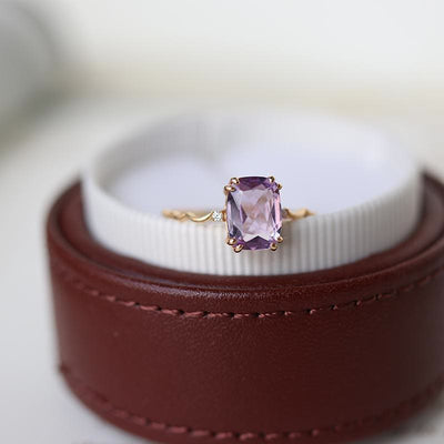 Olivenorma Amethyst Sugar Cube Wave Design Ring