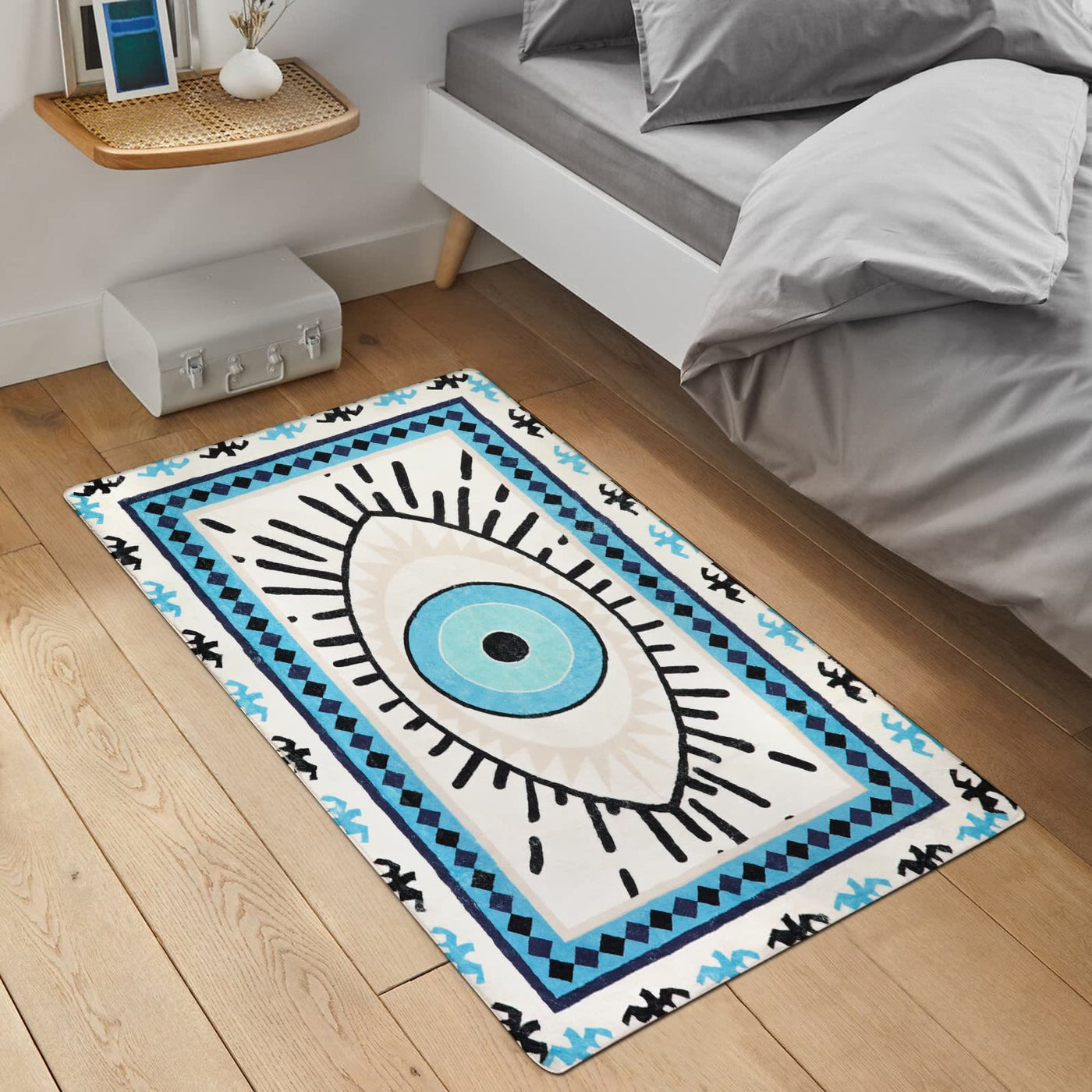 Olivenorma Blue Evil Eye Antibacterial Washable Rugs Carpet