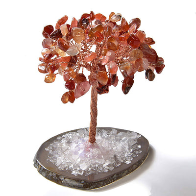 Olivenorma Carnelian Natural Gemstone Feng Shui Tree with Agate Base