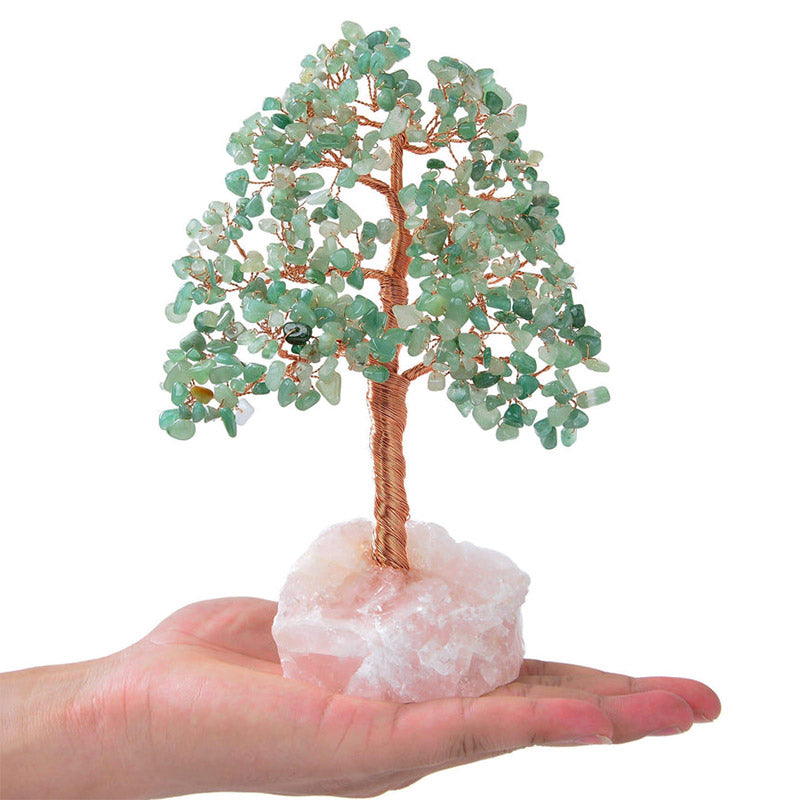 Olivenorma Aventurine Bonsai  Feng Shui Tree with Rose Quartz Base