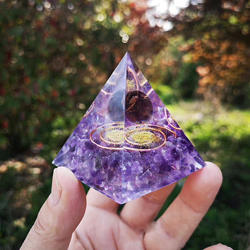 Olivenorma Amethyst Orgone Pyramid