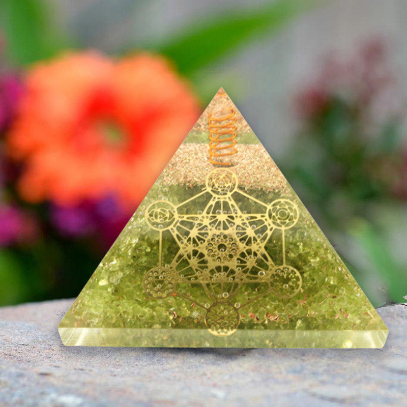 Olivenorma Peridot Metatron's Cube Orgone Pyramid