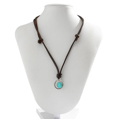Olivenorma Ring Band Turquoise Leather Necklace - image 9