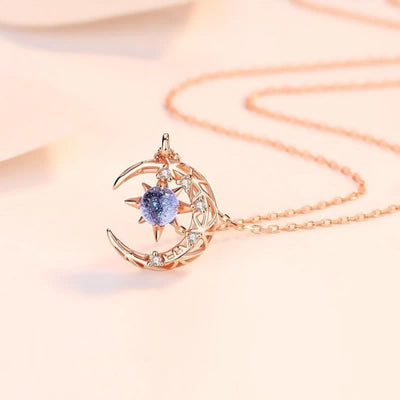 Olivenorma Celestial Dainty Moon Moonstone Necklace