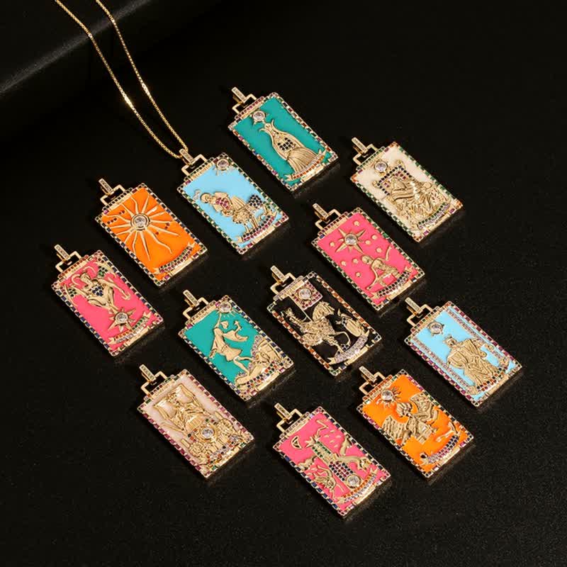 Olivenorma Enamel Major Tarot Card Necklace