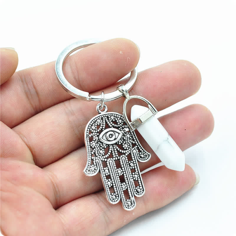 Olivenorma Inspiring Hamsa Hand Crystal Keychain - White Turquoise - image 25