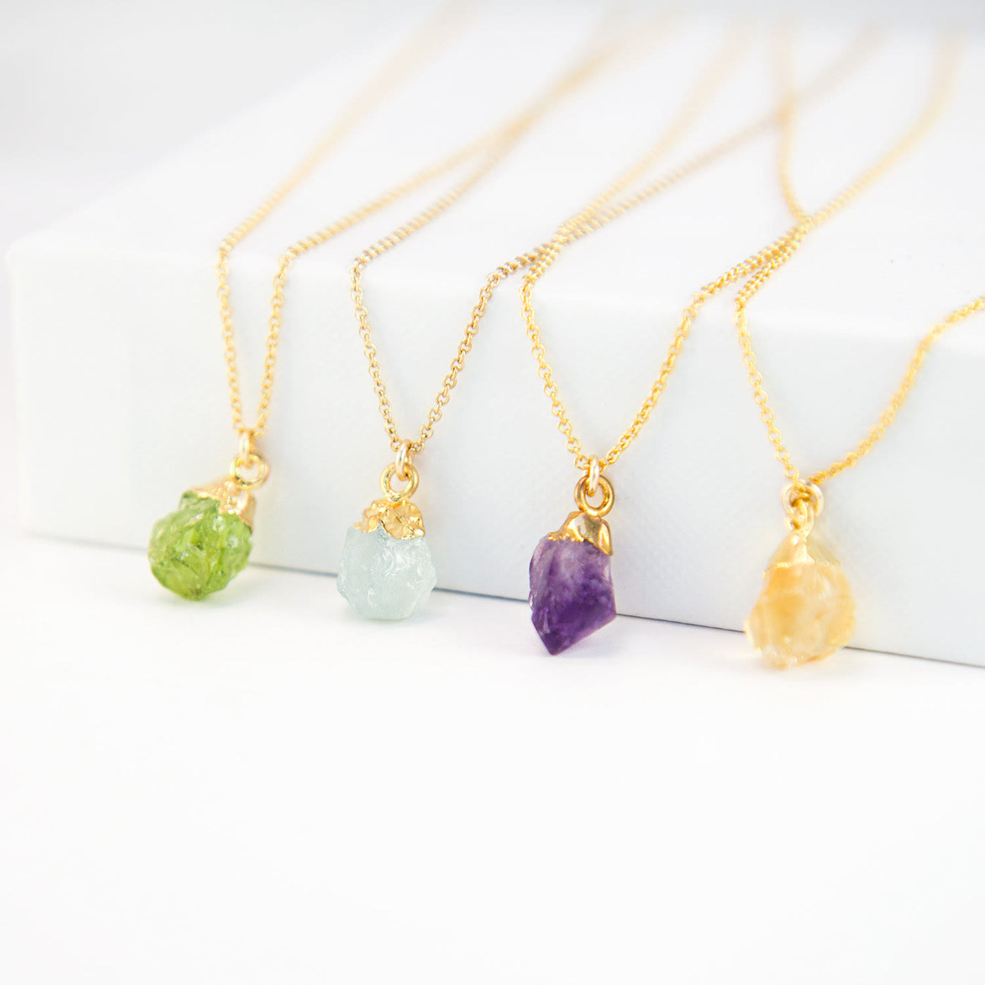 Olivenorma Zodiac Raw Crystal Set Pendants Necklace