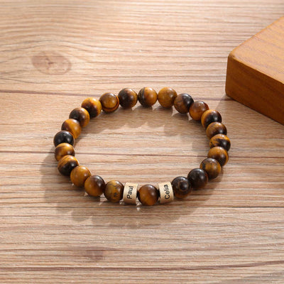 Olivenorma Natural Stone Engraving Personalized Beads Men Bracelet