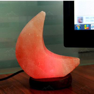 Olivenorma Crescent Moon Shape Himalayan Pink Salt Lamp