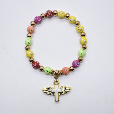 Olivenorma White Jade Cross Beaded Bracelet