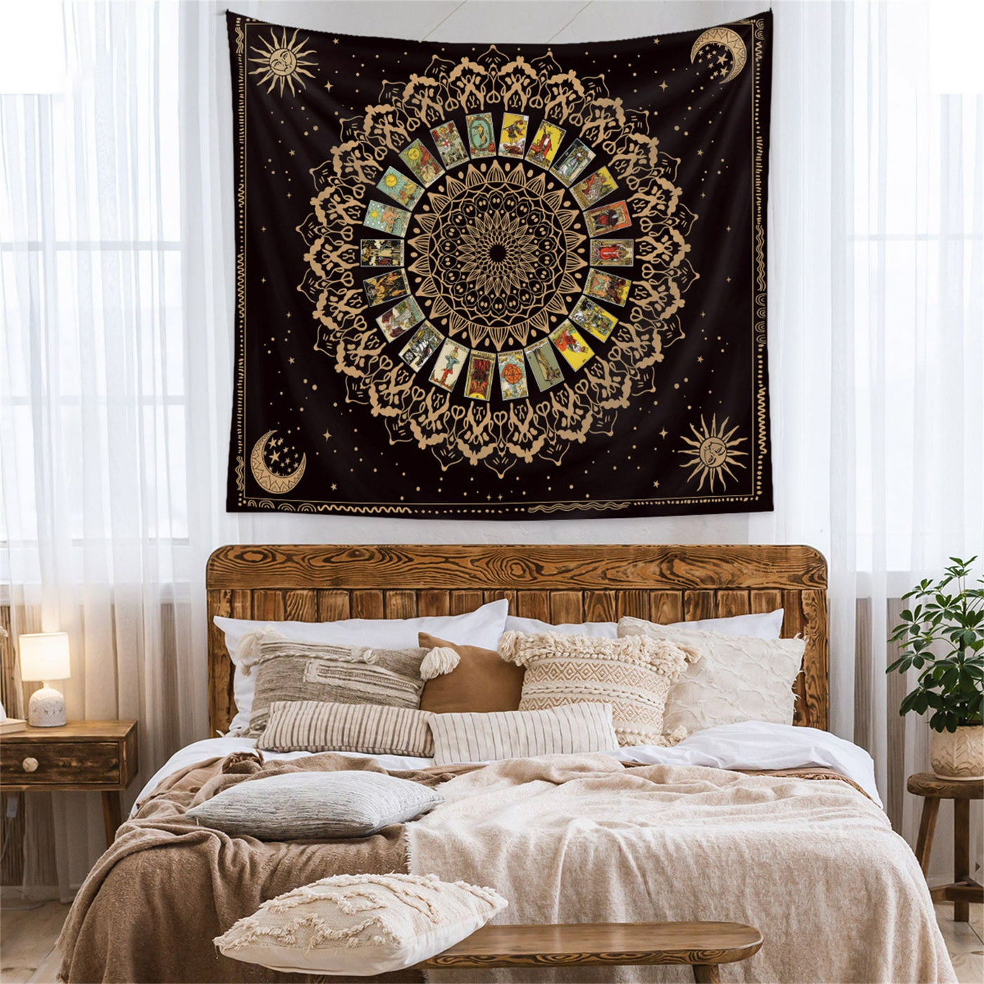 Olivenorma Vintage Tarot Sun and Moon Wall Art Tapestry