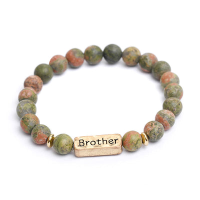 Olivenorma Natural Gemstone Brother Engraving Bracelet