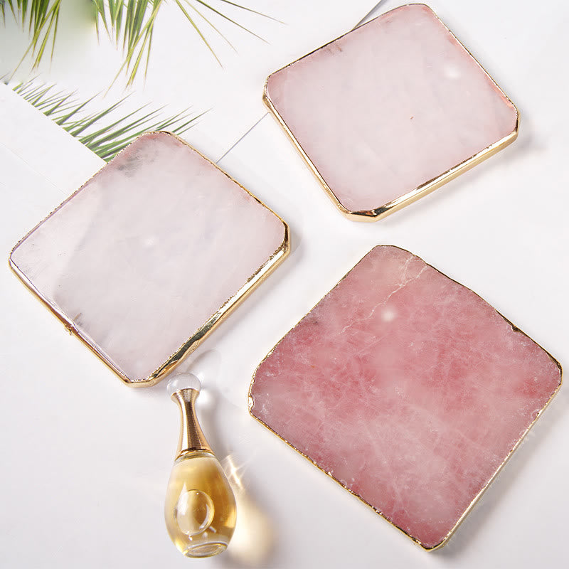 Olivenorma Rose Quartz Coaster Gemstone Decoration