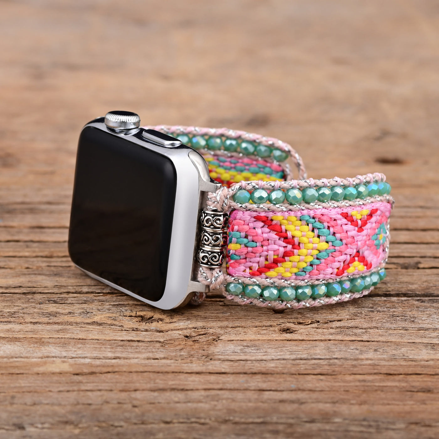 Olivenorma Amazonite Pink Nylon Braided Apple Watch Strap