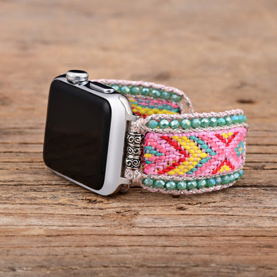 Olivenorma Amazonite Pink Nylon Braided Apple Watch Strap