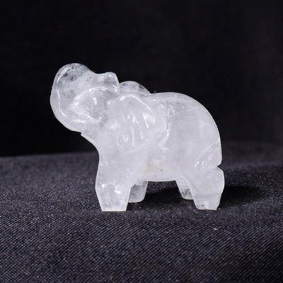 Olivenorma Natural Crystal Elephant Carving Ornament Gemstone Decoration - Clear Crystal - image 1