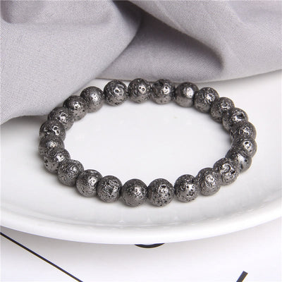 Olivenorma Plated Lava Stone 8mm Beaded Men Bracelet