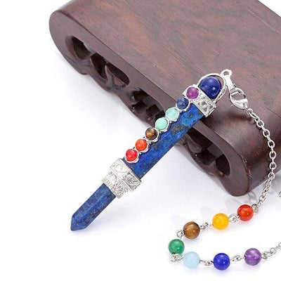 Olivenorma Chakra Crystal Hexagonal Column Pendulum